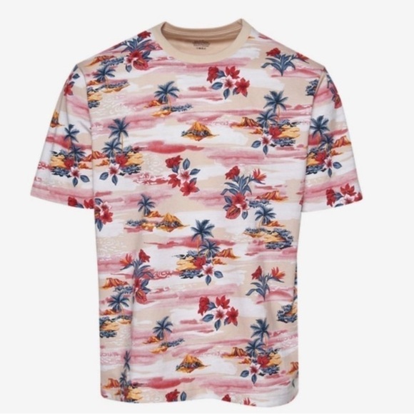 Foot Locker LCKR Pink Luau Allover Hawaiian Print Short Sleeve Shirt Size Large - Picture 1 of 11